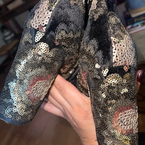 Aldo Black and Gold Sequin Ankle Boots - Picture 5 of 8